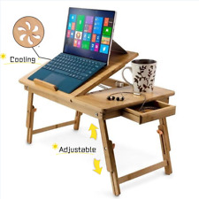 Bamboo Lap Desk, Adjustable Folding Laptop Table, Bed Tray Stand picture