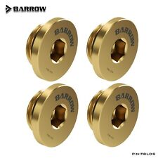 4 Pcs Barrow G1/4 Stop Plug Fitting Low Profile Internal Hex Socket TBLDS Gold picture