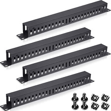 4 Pack 1U 19'' Cable Manager 24 Slot Horizontal Rack Mount Wire Management Serve picture