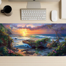 Ocean Sunset Gaming Mouse Pad, Sea Waves XL Mousepad, Nautical Extended Deskmat picture