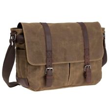 Peacechaos Vintage Leather Waxed Canvas Large Satchel Shoulder Camera Bag Rugged picture