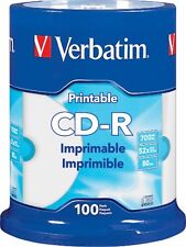 VERBATIM CD-R CDR 52X 700MB White Inkjet Hub Printable 100 pack Spindle 98493 picture