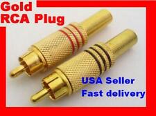 4 Pcs ( 2 Pair ).  RCA Male Plug Solder Free Gold Audio Video Adapter Connector picture