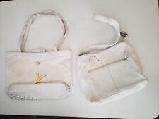 Pair of Used White Leather Purses Shoulder Handbags- Dress up, Costume, Upcycle picture