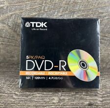 TDK DVD-R Recordable Inscriptable Media 16X 120MIN 4.7GB New 5 Pack CDs Cases FS picture
