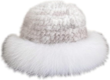 Women'S Winter Russian Fur Hat Warm Knitted Mink Fluffy Furry Hat Outdoor Knit B picture