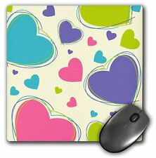 3dRose Purple, Turquoise, Pink Large and Small Scattered Hearts MousePad picture