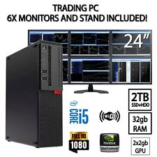 PC Trading Computer with 6x monitors i5 MaxT 3.20GHz 32GB RAM 2TBSSD+HDD DESKTOP picture