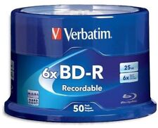100 VERBATIM 6X Blu-Ray BD-R 25GB Branded Logo Spindle Media Disc 2x50pk 98397 picture