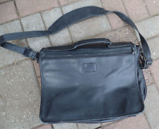 TUMI Alpha Black Leather Expandable Messenger shoulder Laptop Bag 909D3 picture