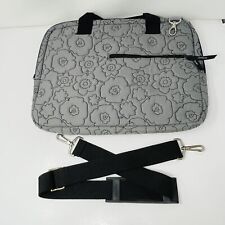 Thirty One 31 Gray Quilted Poppy Floral Computer Laptop Carrying Bag picture