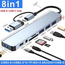 8in1 USB-C Hub Type C To USB TF SD Card 3.5mm Audio Adapter for PC Laptop Tablet picture