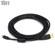 15FT USB 2.0 Type A Male to Mini B 5-Pin Male Cable Cord Gold 24/28AWG Black picture