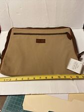 Pottery Barn canvas Saddle Leather trim  Laptop Zipper Case New With Tag picture