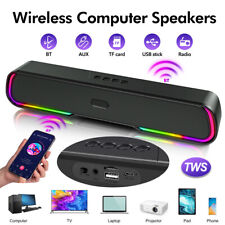 Bluetooth Speakers RGB Light Computer Speaker Stereo Bass PC Laptop TV Sound Bar picture