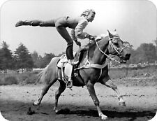 Trick Riding Cowgirl Photo On Horseback Art Standard Mouse Pad Vintage 1950s picture