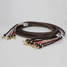 Pair Bi-Wire OCC Copper Audio Speaker Cable with HIFI Gold Plated Banana Plugs picture