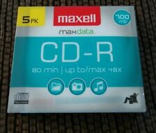 Maxell 648205 CD-R With Slim Jewel Cases 5 Count 80 Min 700 mb Brand New Sealed picture