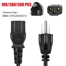 Lot of 100 3 Prong Replacement AC Power Cord Cable US Plug for PC XBox Cisco 4FT picture