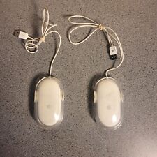 Lot of Two (2) Genuine Apple USB Wired Optical White/Clear Mouse Tested & Works picture