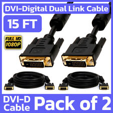 2 Pack 15 Feet DVI Cable DVI-D Dual-Link Male to Male Cord Digital Monitor Cable picture
