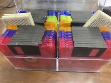 Lot of 50 Neon Verbatim IBM Format Floppy Discs Diskettes w/ Labels & Case picture