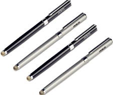 2-in-1 Stylus Pen Universal Use Meko Micro Fiber Tip Fine Ball Pen Black Silver picture