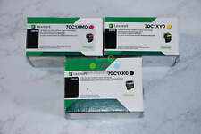 New Genuine Lexmark CS510 MYK Extra High Yield Toner Cartridges 70C1XM0,Y0,K0 picture