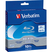 VERBATIM 6X Blu-Ray BD-R DL Dual Layer 50GB Branded Logo 10 pk Spindle Box 97335 picture