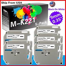 5PK MK221 MK-221 Label Tape Used for P-touch PT-65SCCP PT-65SL(Black on White) picture