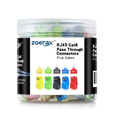 Zoerax 100Pcs RJ45 Cat6 Connectors Pass Through, Assorted Colors (20Pcs/Color) picture