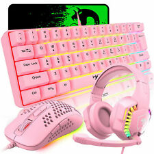Wired Gaming Keyboard Mouse and Headset set 61 Keys RGB Backlit Mechanical Feel picture