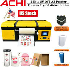 ACHI A3 UV DTF Crystal sticker Printer XP600 Head&Varnish Channel 5*500ml Ink US picture