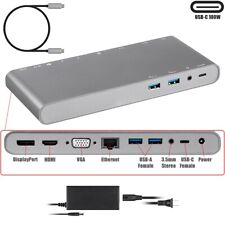 USB-C Hub Dock Adapter USB 3.0 HDMI DP Ethernet 3.5mm MST 100W PC Laptop MacBook picture