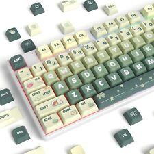 133 Keys Xda Profile Green Keycaps 75 Percent Cute Pbt Keyboard Caps With Iso picture