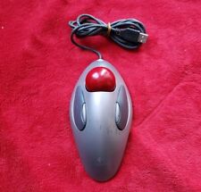 Logitech Marble Optical Trackball Mouse T-BC21 Red Ball Used Tested Works  picture