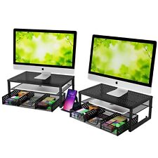 Simple Trending 2 Pack-2 Tier Metal Monitor Riser Stand Computer Desk Organizer picture