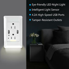 With LED Nightlight 4.2A Smart High Speed USB Outlet Home Wall Socket Panel Plug picture
