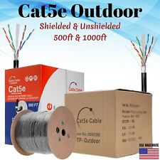 CAT5e CAT5 Outdoor Ethernet Bulk Cable 500ft 1000ft UTP FTP Direct Burial Solid picture