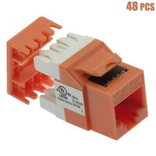 48 Pcs Cat5e RJ45 Network LAN Ethernet Keystone Jack 180° 110 Punch Down Orange picture