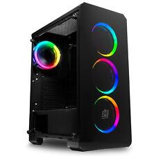Mid-Tower PC Gaming Computer Case 3-Sided Tempered Glass and LED Lighting - M... picture