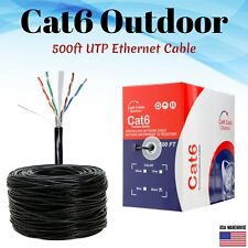 500ft Cat6 Outdoor Ethernet Cable UV Rated 23AWG UTP Solid Direct Burial Black picture