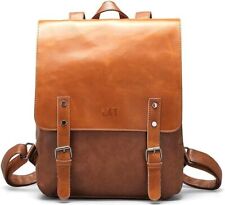 LXY Vegan Leather Backpack Vintage Laptop Bookbag Brown Faux Leather picture