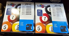 Lot of 2 New Genuine Brother LC201C Cyan Ink Cartridges MFC-J485DW exp 01/2024 picture