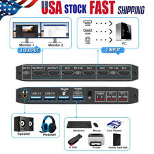 2X2 USB 3.0 HDMI KVM Switch 4K 60Hz Dual Monitor Extended Display Switcher USA picture
