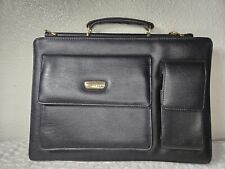 Pierre Balmain 1980's Leather Portfolio Briefcase Laptop Bag Black/Gold Vintage picture