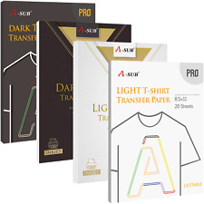 Lot 20-100 A-sub Inkjet Printable Iron on Heat Transfer Paper for Dark + Light picture