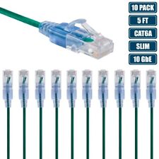 10x 5FT CAT6A RJ45 Ethernet LAN Network Patch Cable Slim Cord 30AWG Router Green picture