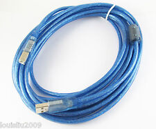 Blue 15Ft 5M USB 2.0 A Male to B Male with Ferrite Bead Printer Scanner Cable picture