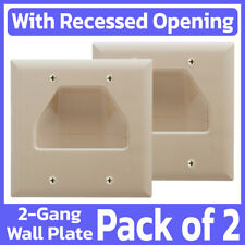 2 Pack Two Gang Recessed Pass-Through Wall Plate Low Voltage Cable Plate Ivory picture